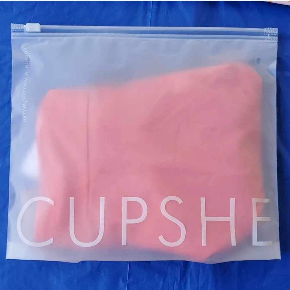 NWT Cupshe high waist bikini bottom 💗 Coral Pink, sz Medium💗 original package - Picture 2 of 8